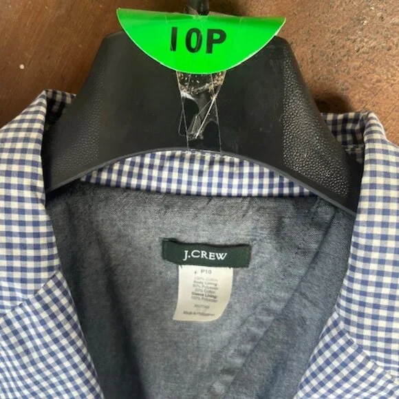 Vintage J.Crew Blue Gingham 100% Cotton Blazer - new! - Picture 10 of 13